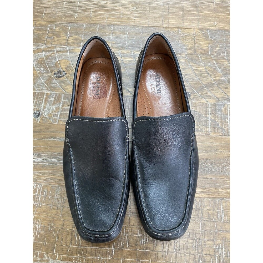 Alfani Java Men’s 13 M Black Leather Driver Loafers Moc Toe Slip On Shoes 8046